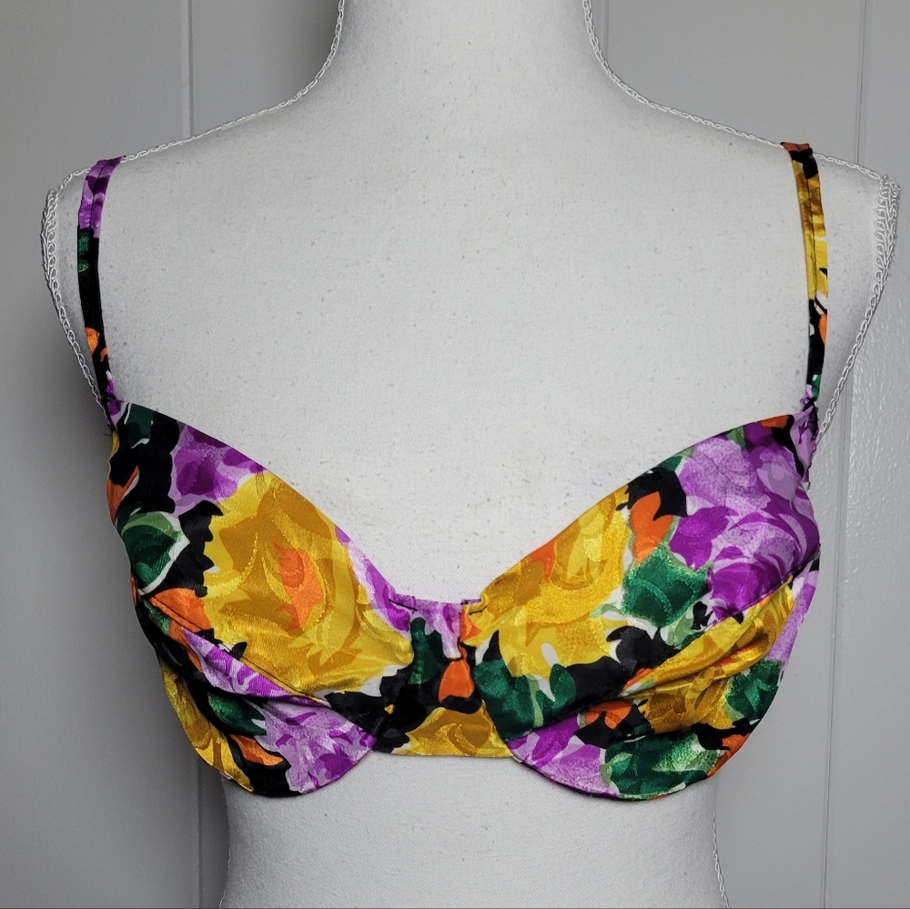 SALE Vintage Floral Underwire Bra 80s 90s Unlined Shabby Chic Boudoir 36B NWT